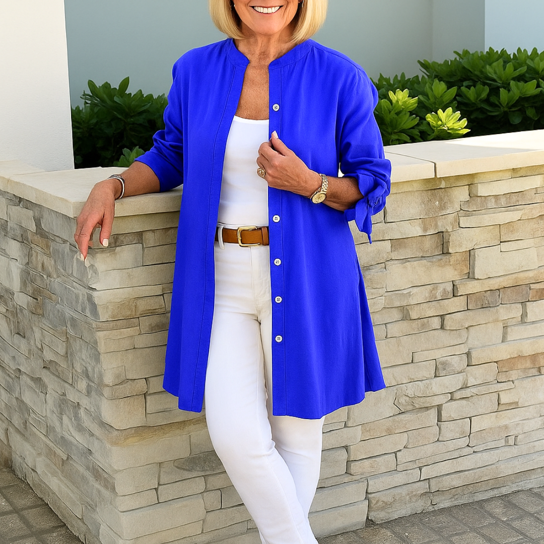 Blakely | Long Sleeve Button Front Tunic Shirt