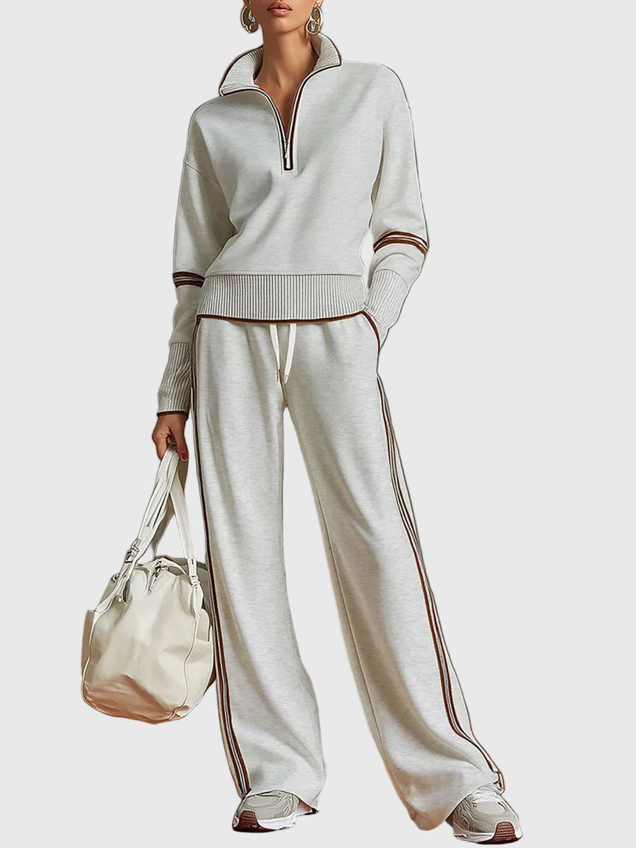 Minrada | Women’s Zip Neck Lounge Knit Set