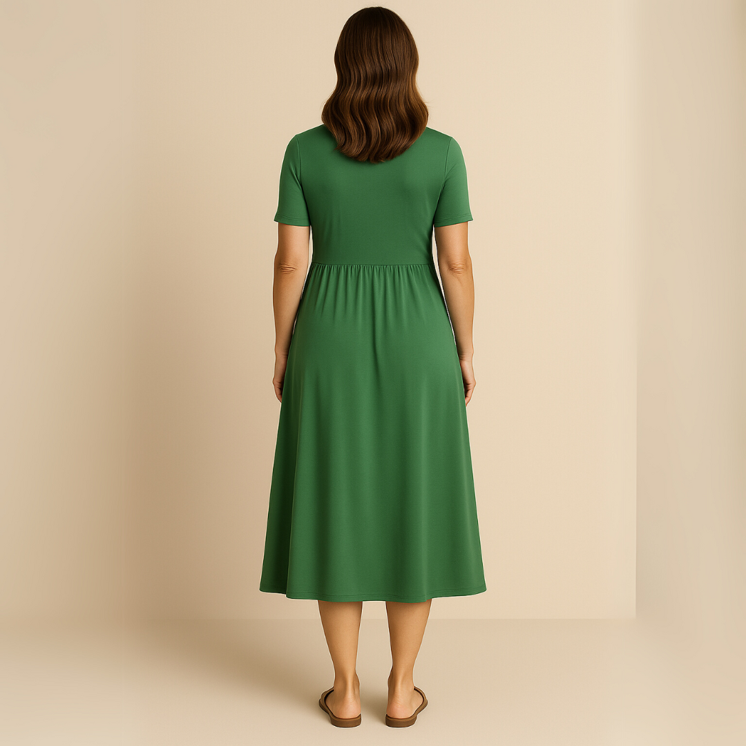 Bridgett | Wrap Front Short Sleeve Midi Dress