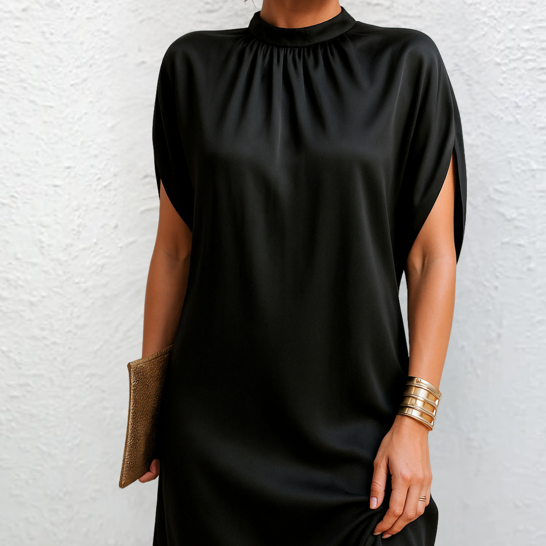 Cassidy | High Neck Curved Hem Dress