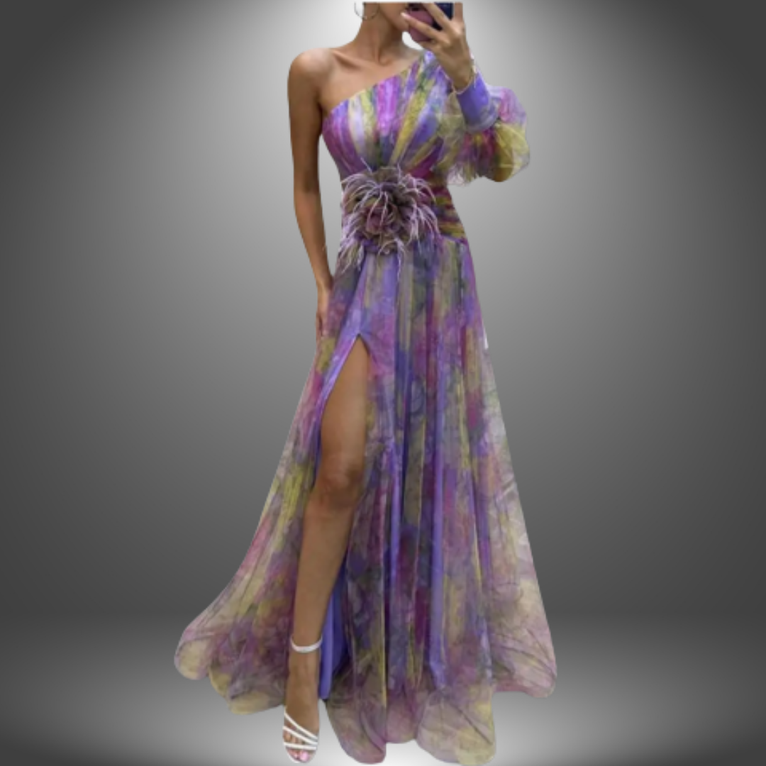 Nana | One Shoulder Printed Chiffon Maxi Dress