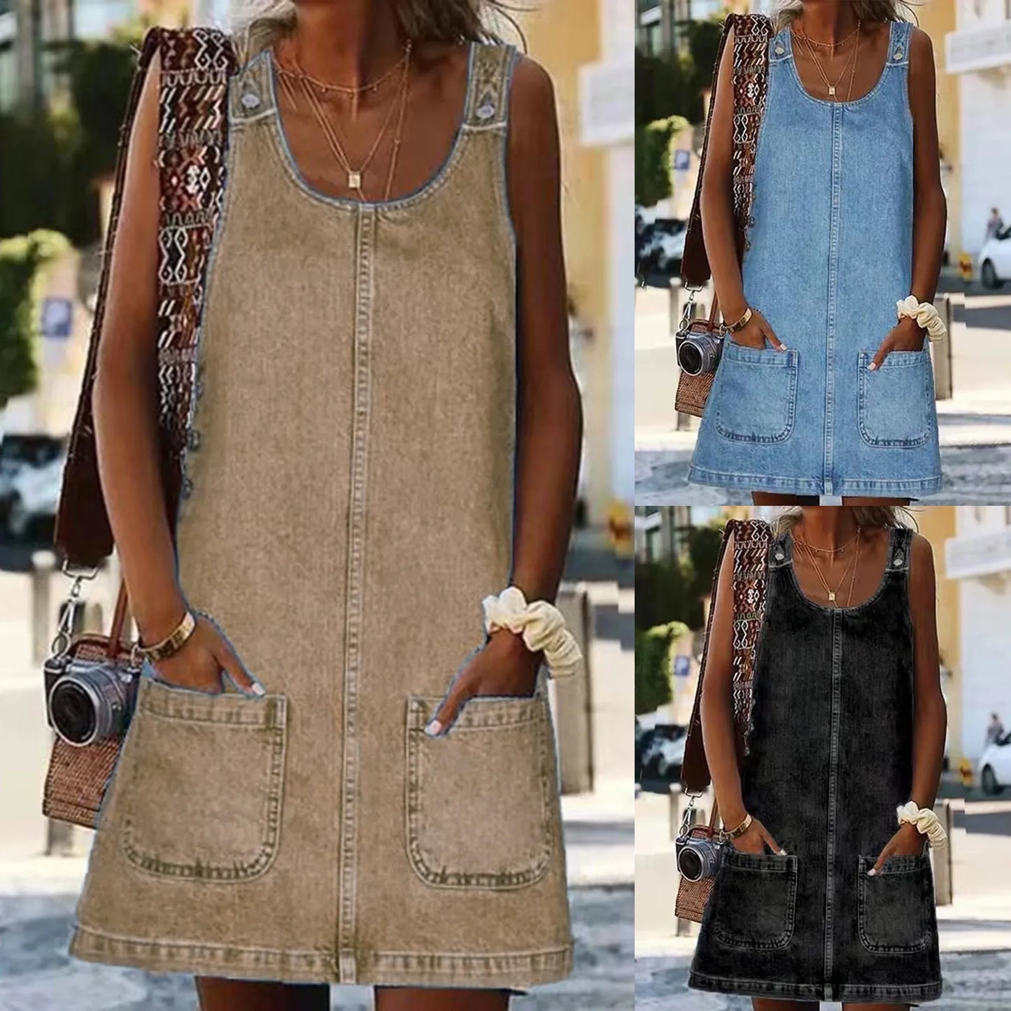 Otylia | Denim Style Sleeveless Dress