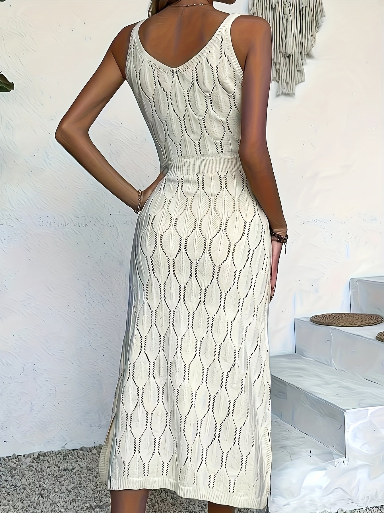 Luciana | Sleeveless Pointelle Knit Midi Dress
