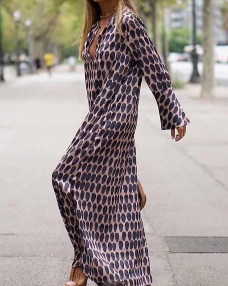 Rivka | Flowy Printed Long Sleeve Maxi Dress