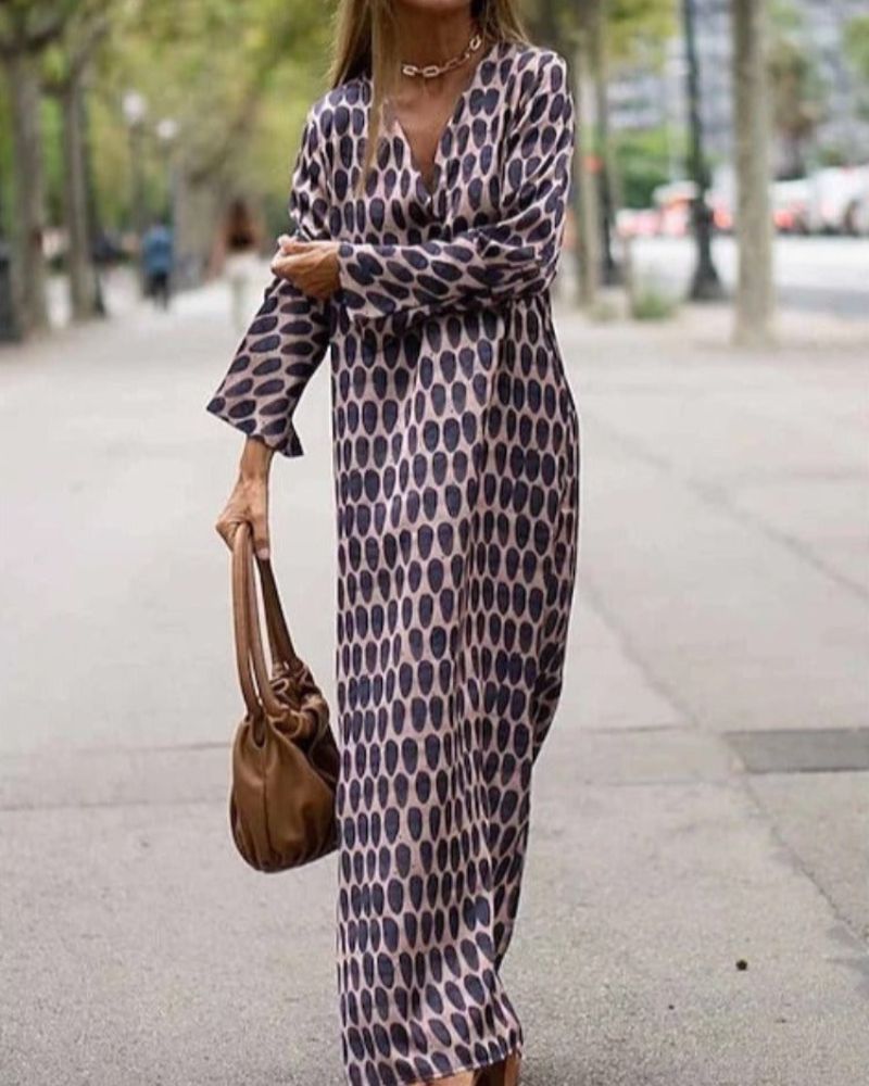 Rivka | Flowy Printed Long Sleeve Maxi Dress