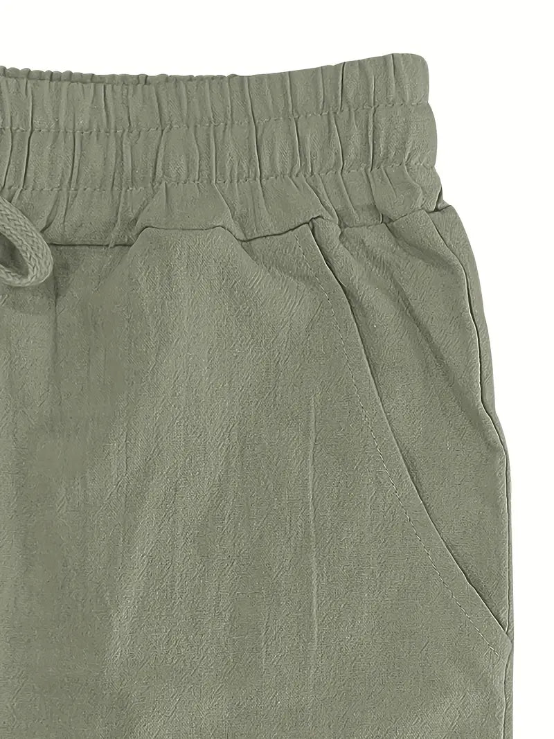 Babaev | Drawstring Wide Leg Casual Linen Pants