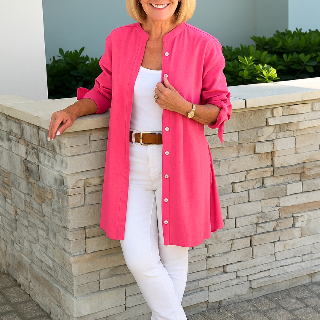 Blakely | Long Sleeve Button Front Tunic Shirt