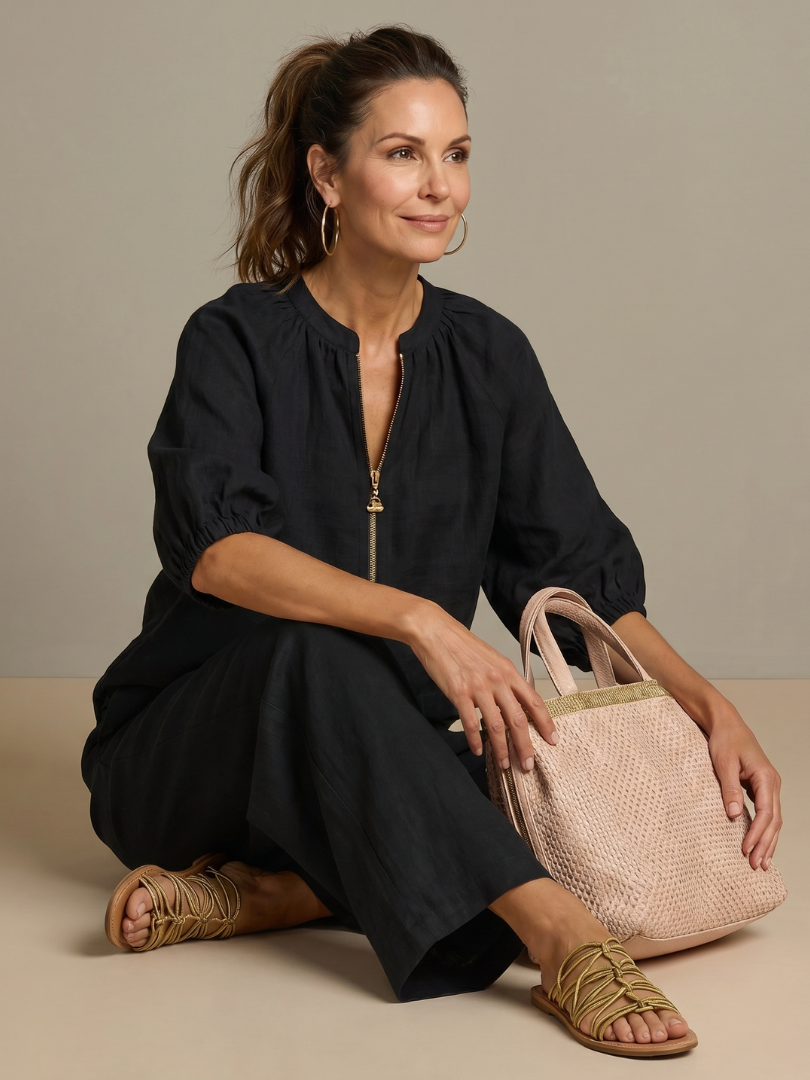 Sharina | Zip Front Wide Leg Pant Set