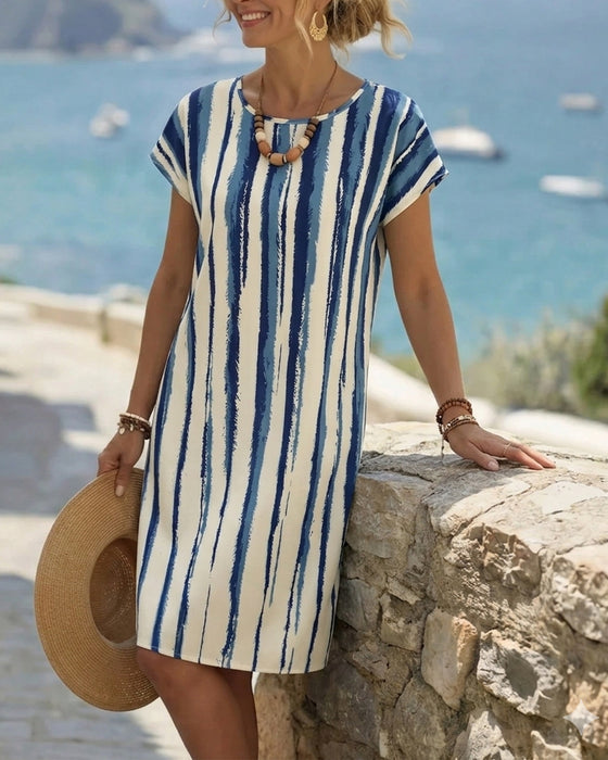 Sherrien | Vertical Stripe Short Sleeve Dress