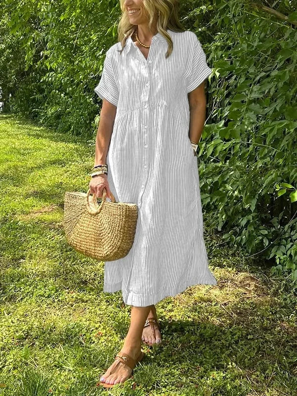 Samara | Striped Short Sleeve Shirt Dress
