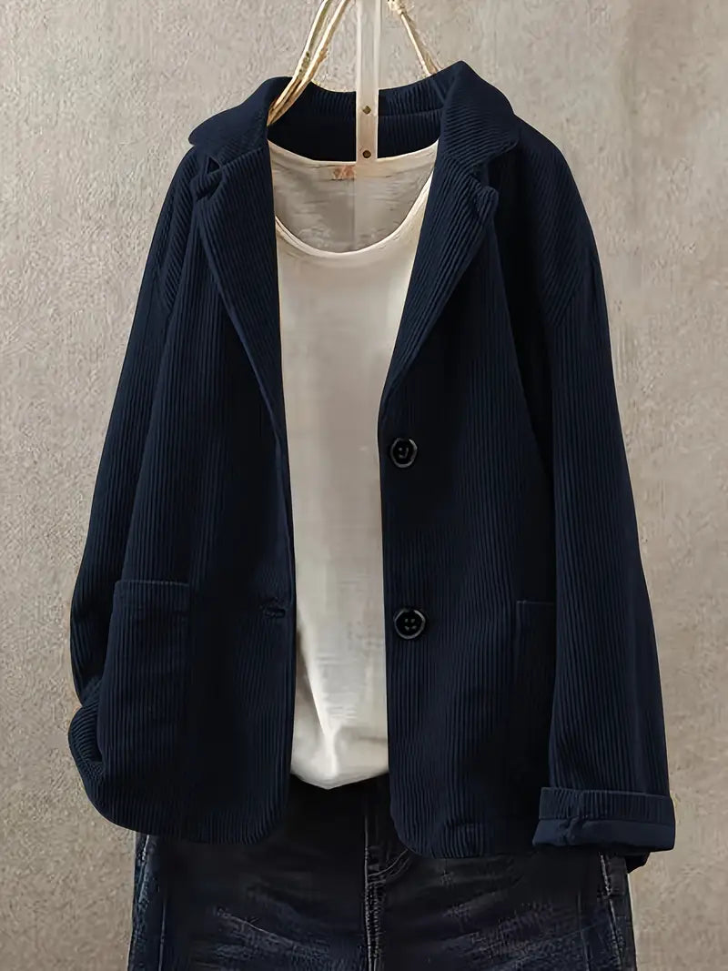 Nehara | Corduroy Blazer Jacket Long Sleeve Button Front
