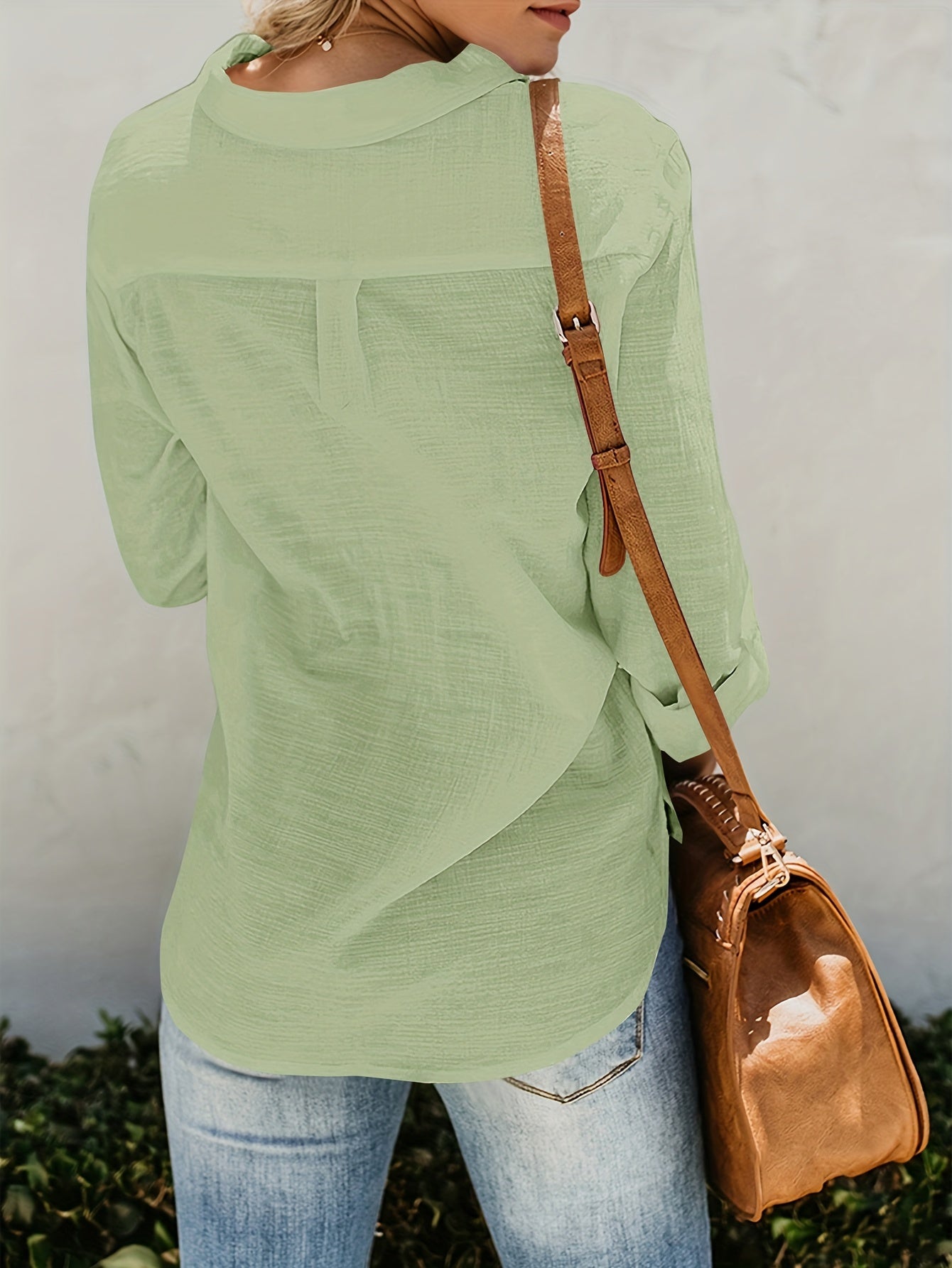 Priscilla | Long Sleeve Button-Up Pocket Shirt Blouse