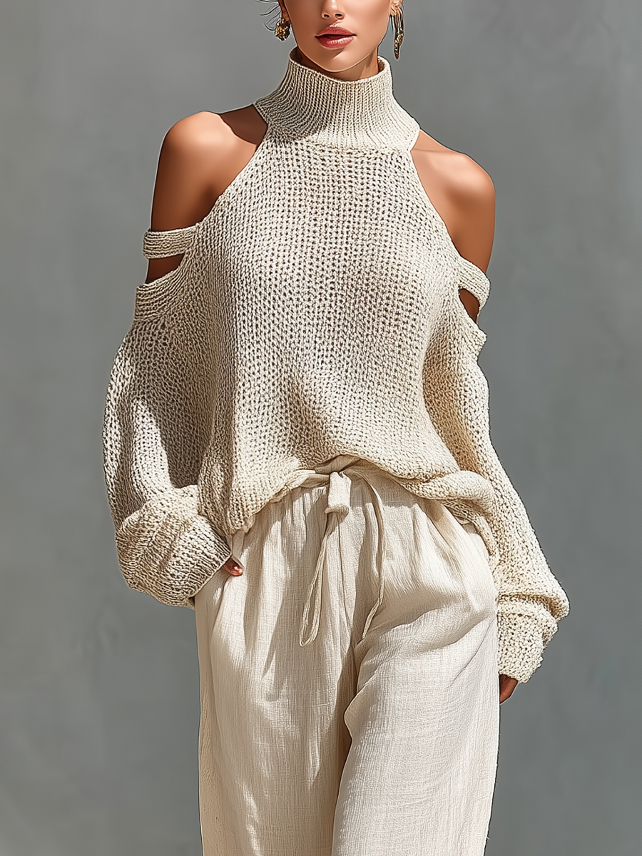 Elyzia |Wide Leg Trouser Set With Knit Top