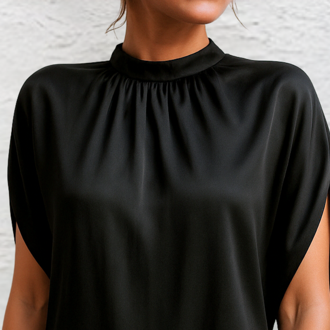 Cassidy | High Neck Curved Hem Dress