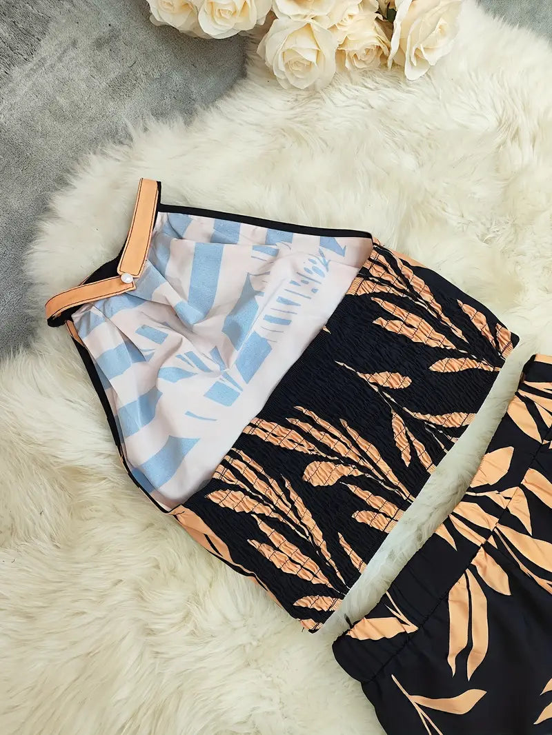 Zirina | Halter Crop Top Wide Leg Set