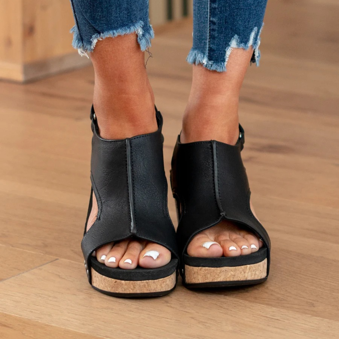 Makrina - Wedge Heel Slingback Open Toe Sandals
