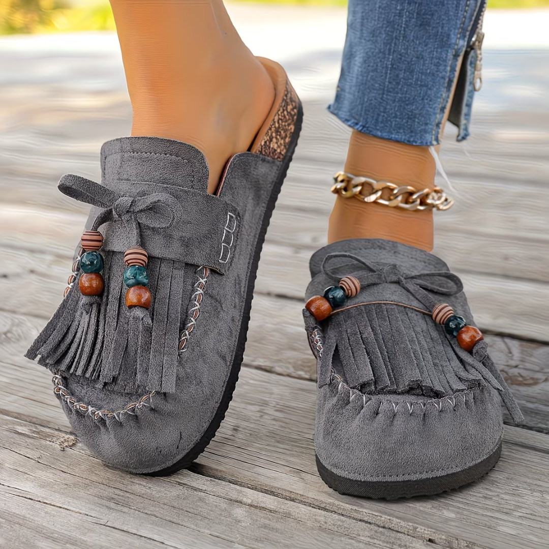 Mehra - Fringe Tassel Slip On Clogs