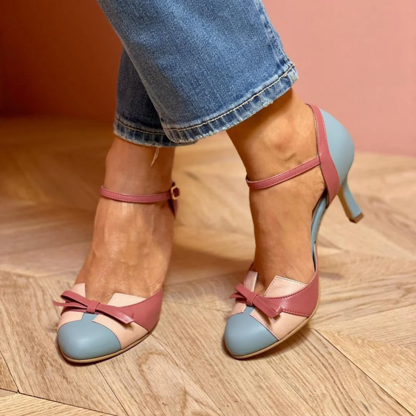 Janet | Color Block Bow Heels