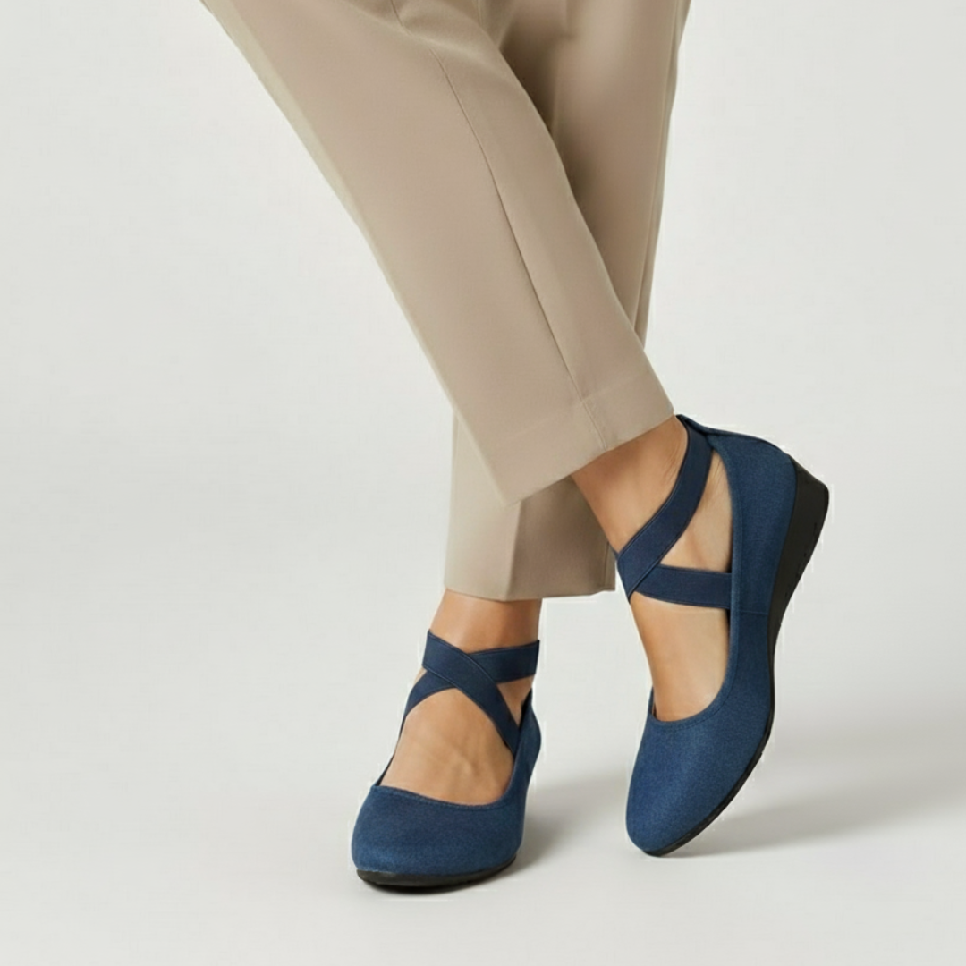 Dalida | Cross Strap Wedge Flats