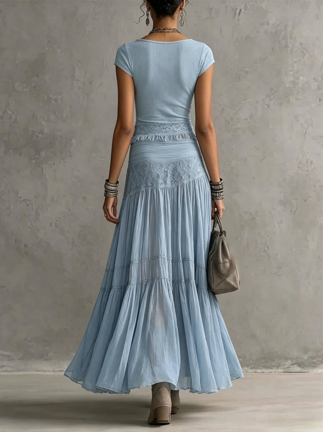 Kylisa | Maxi Dress Light Blue Cap Sleeve