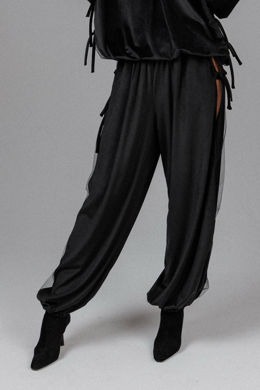 Yuphin | Balloon Pants with Satin Finish and Slits