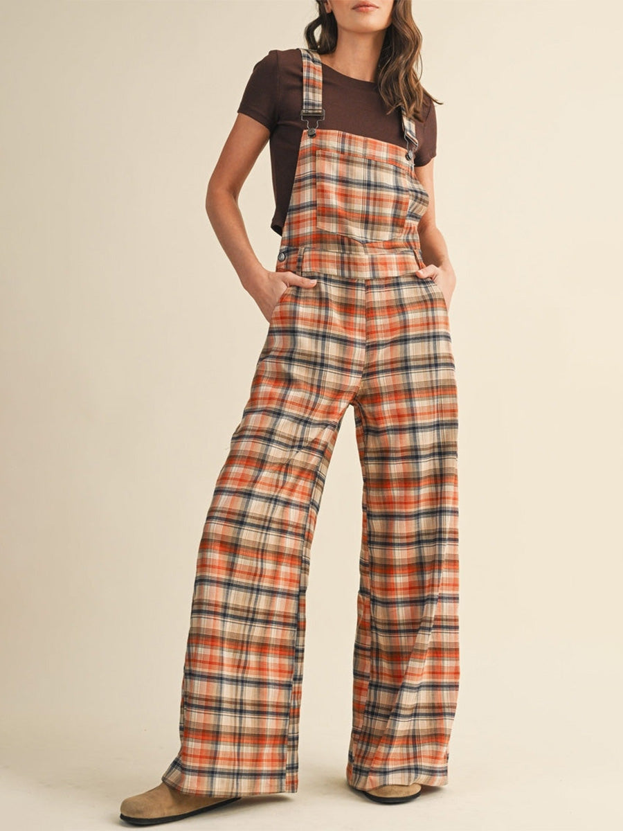 Molin | Plaid Wide Leg Overall Jumpsuit