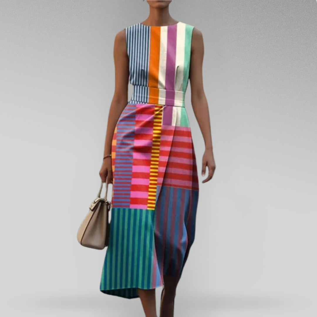 Lorella | Sleeveless Striped Midi Dress