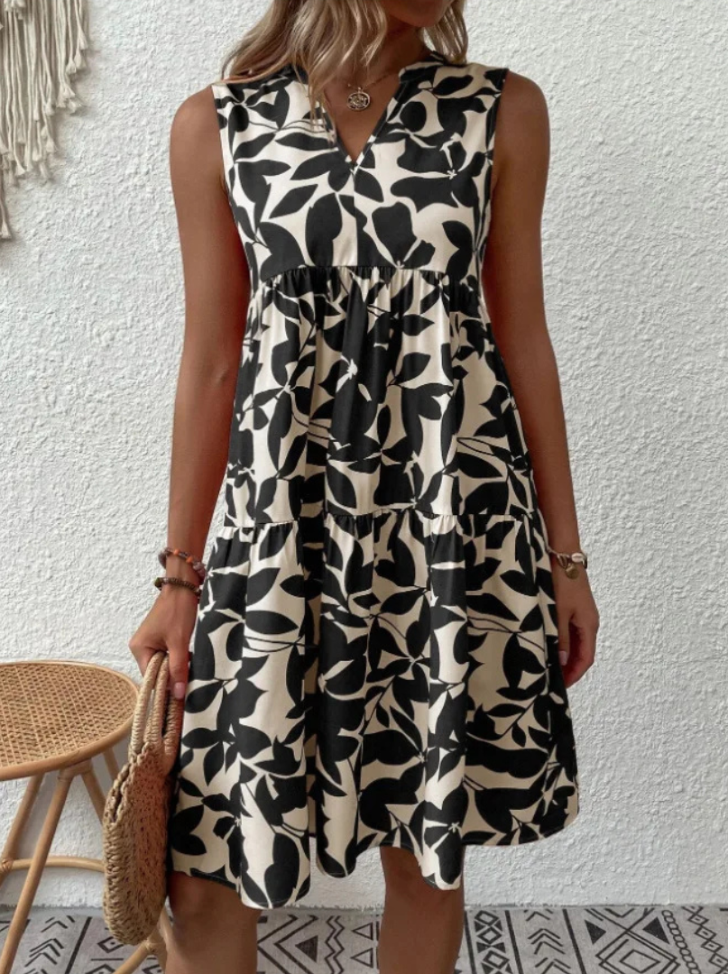 Greysen | Sleeveless Floral Print Tiered Dress