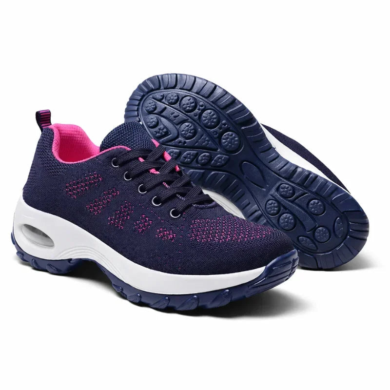 Winnie | Knit Lace-Up Platform Walking Sneakers