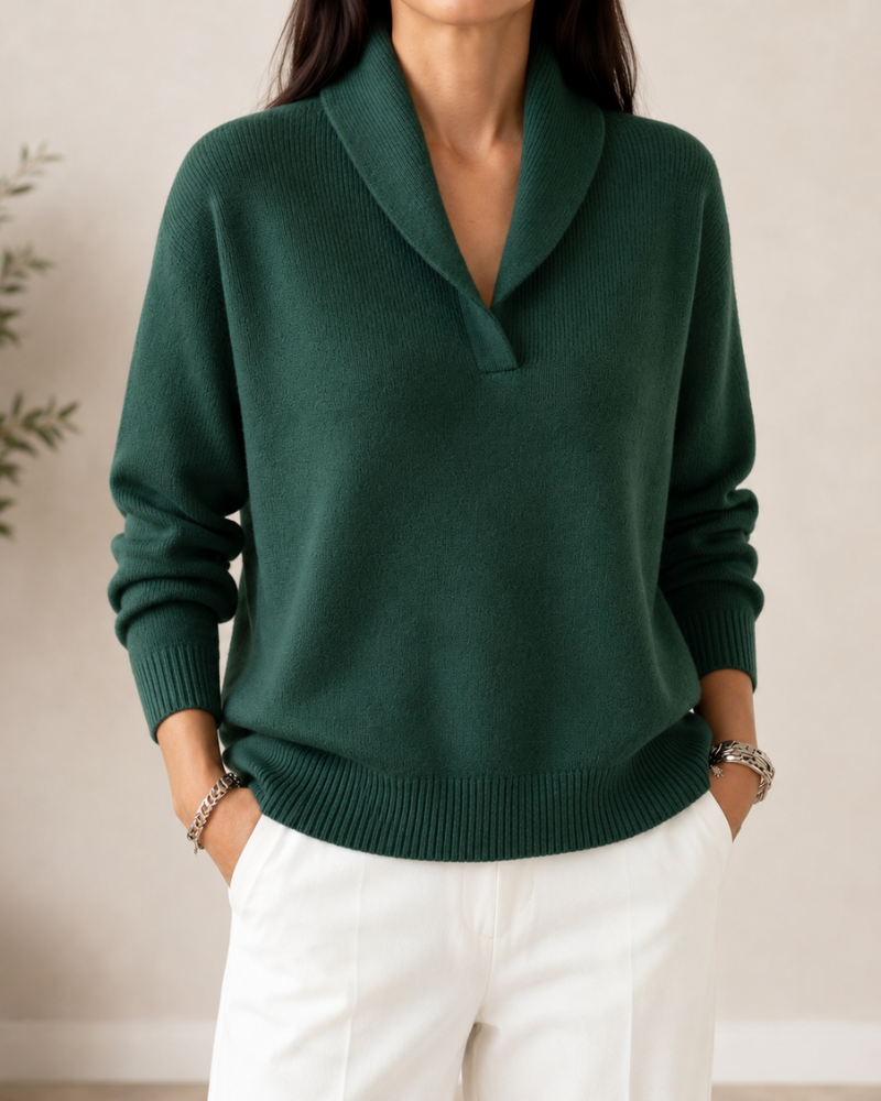 Oriaita | Long Sleeve V-Neck Sweater in Green