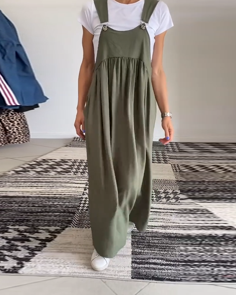 Marleen | Strappy Maxi Dress Gathered Loose-Fit Pinafore Style