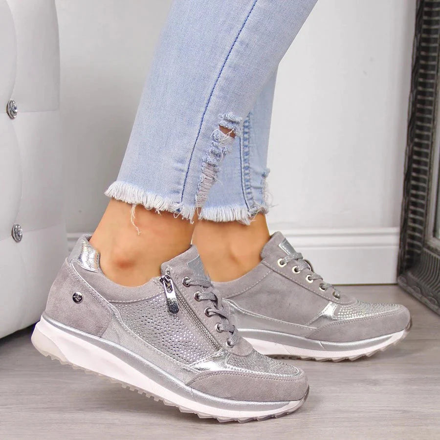 Gertie | Sneakers With Side Zippers and Metallic Accents