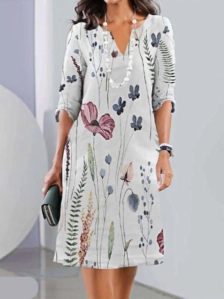 Lizzy | Floral Print V-Neck Dress