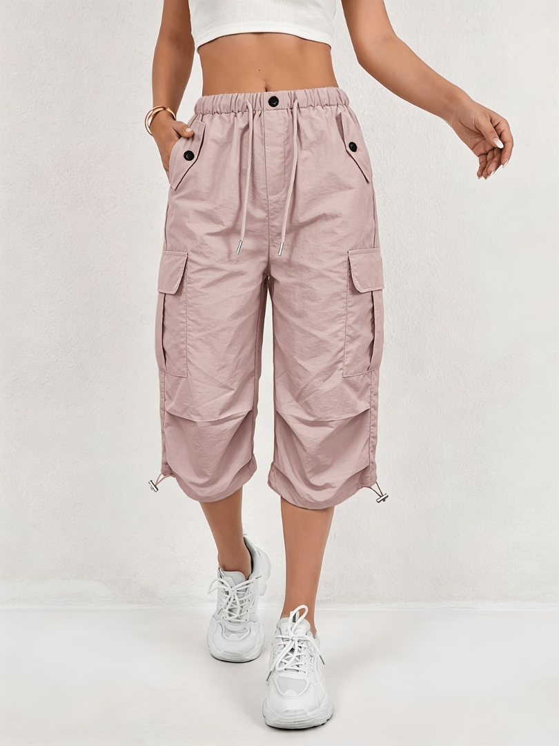 Nanna | Cargo Capri Pants With Drawstring Waist