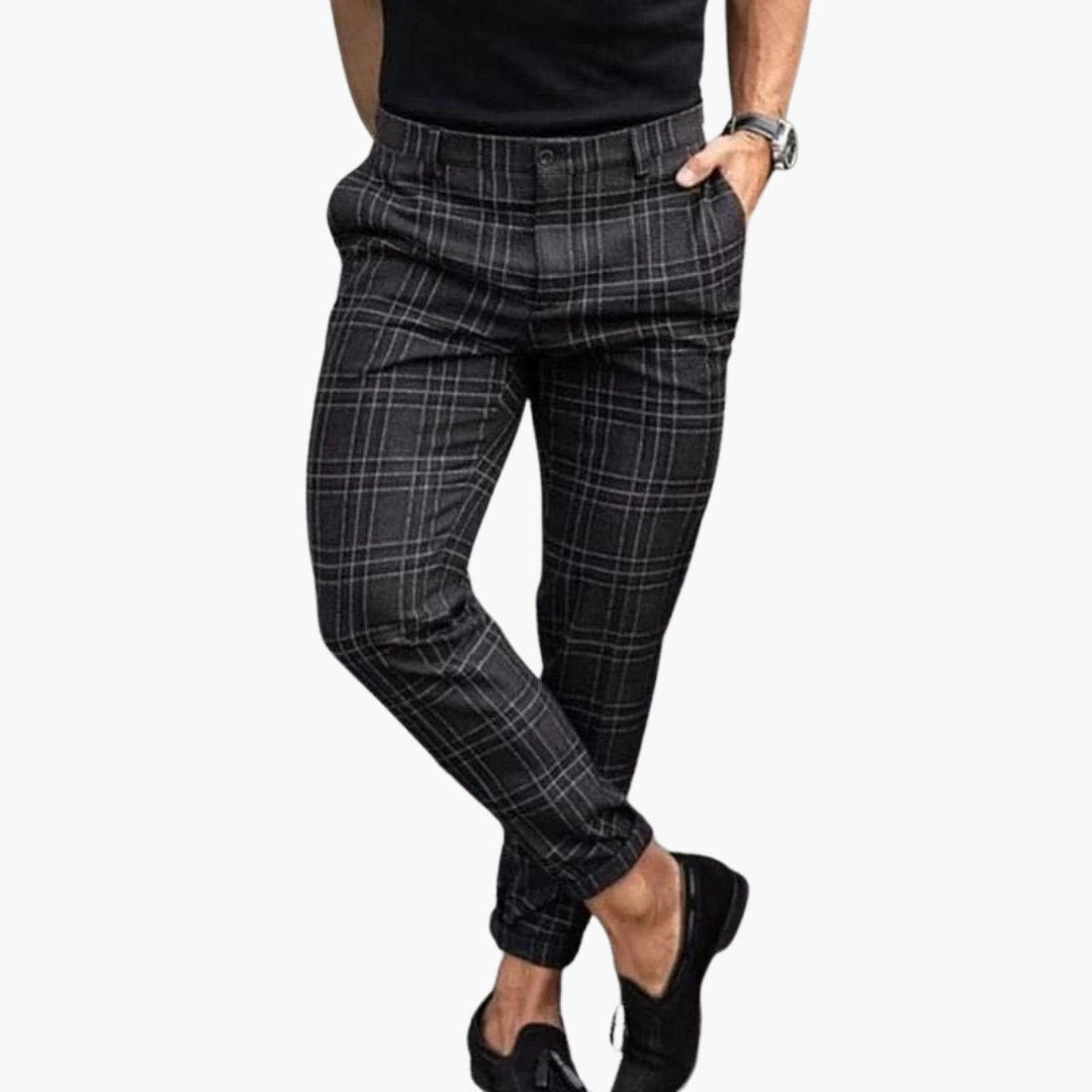 Karey - Slim Fit Checkered Trousers