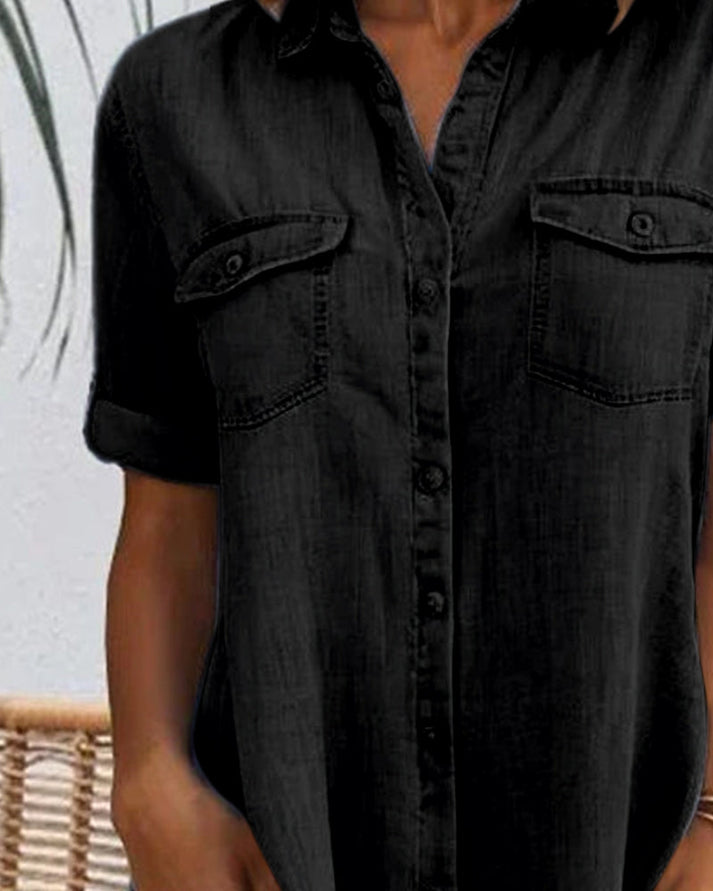 Sveta | Shirt Dress Short Sleeve Denim-Style