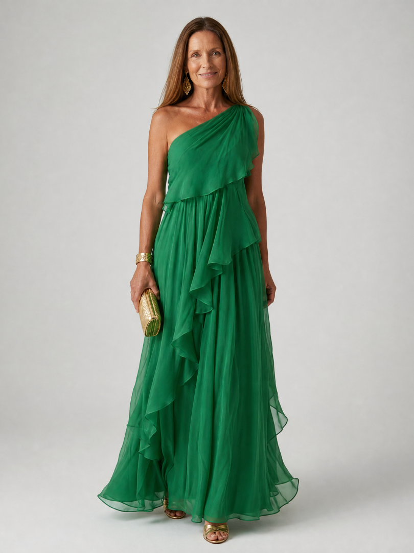 Seyma | One Shoulder Ruffle Maxi Dress
