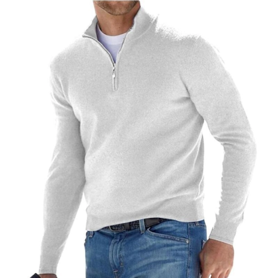 Robbert | Sweater With Quarter Zip and Stand Collar