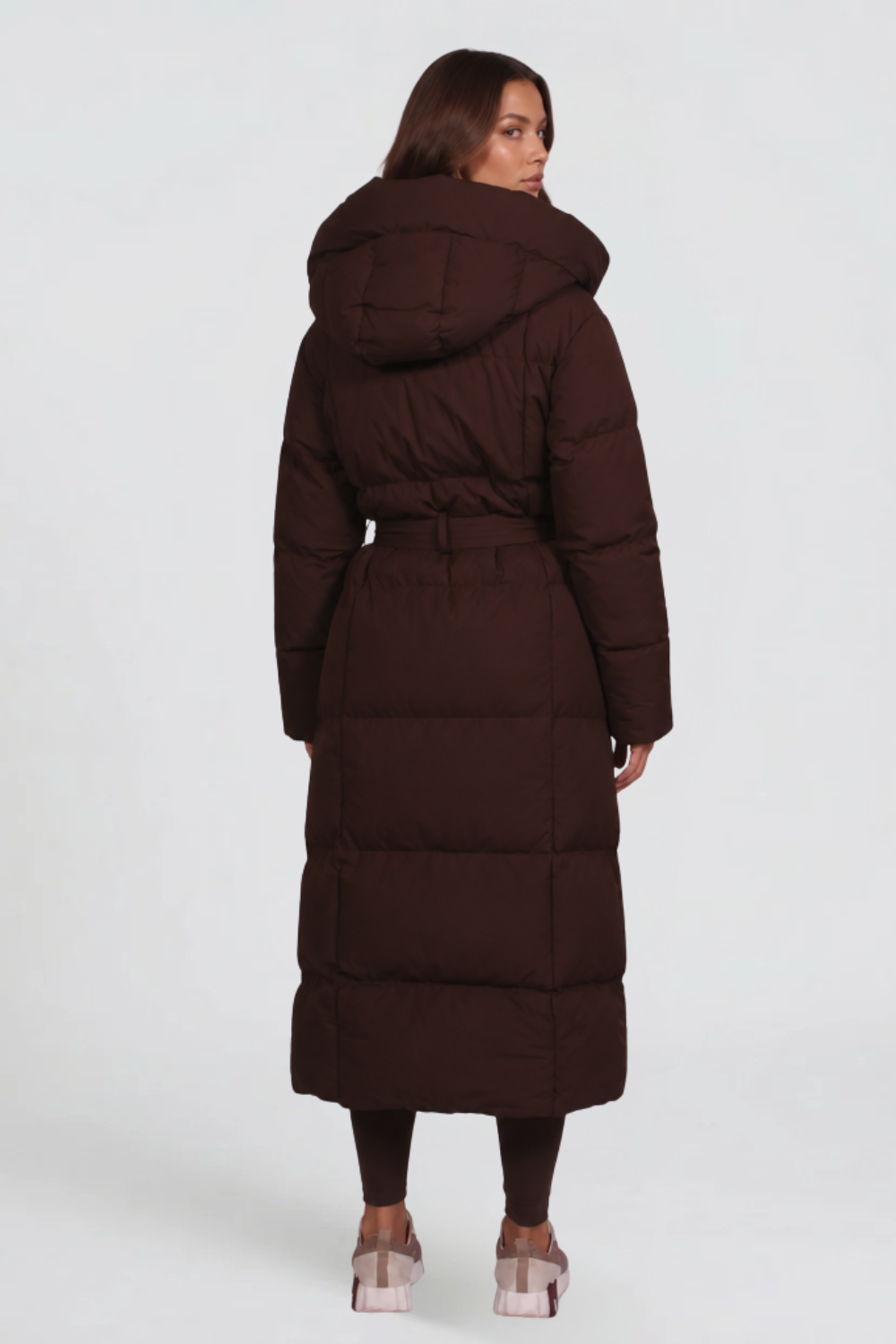 Evelinida | Long Puffer Coat with Hood and Belt
