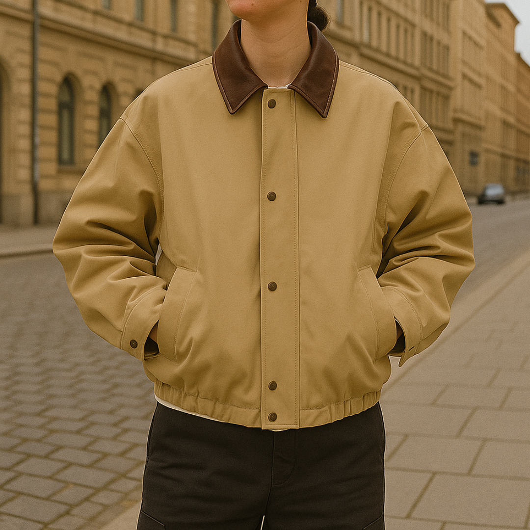 Jacke im retro | Retro Barn-Style Jacket with Leather Collar