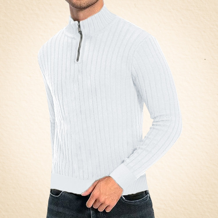 Zaccheo | Sweater Ribbed Knit Quarter Zip Turtleneck