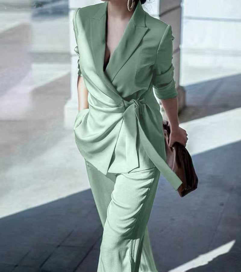 Asya | Wrap Blazer Pant Suit Set