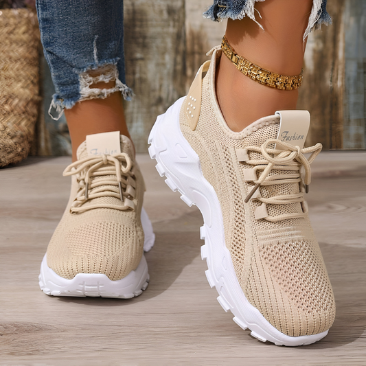 Eshara | Knit Lace-Up Chunky Sole Sneakers