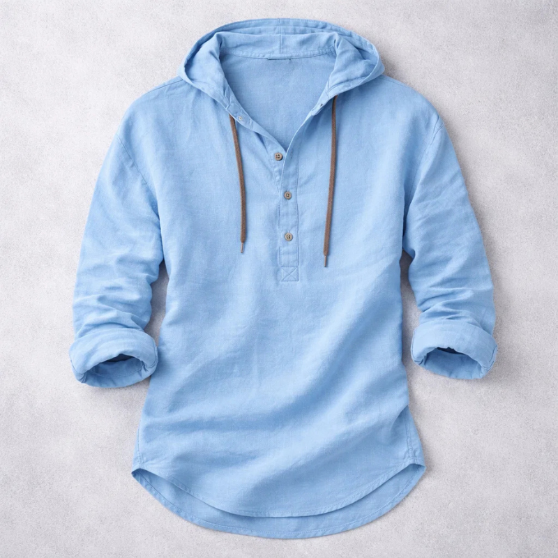 Refael | Hooded Long Sleeve Henley Shirt