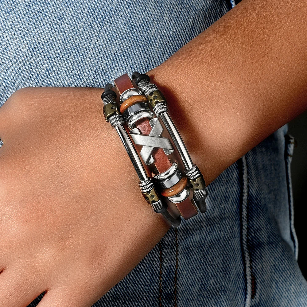 Garland | Bracelet Black Multi-Layer Cross Design