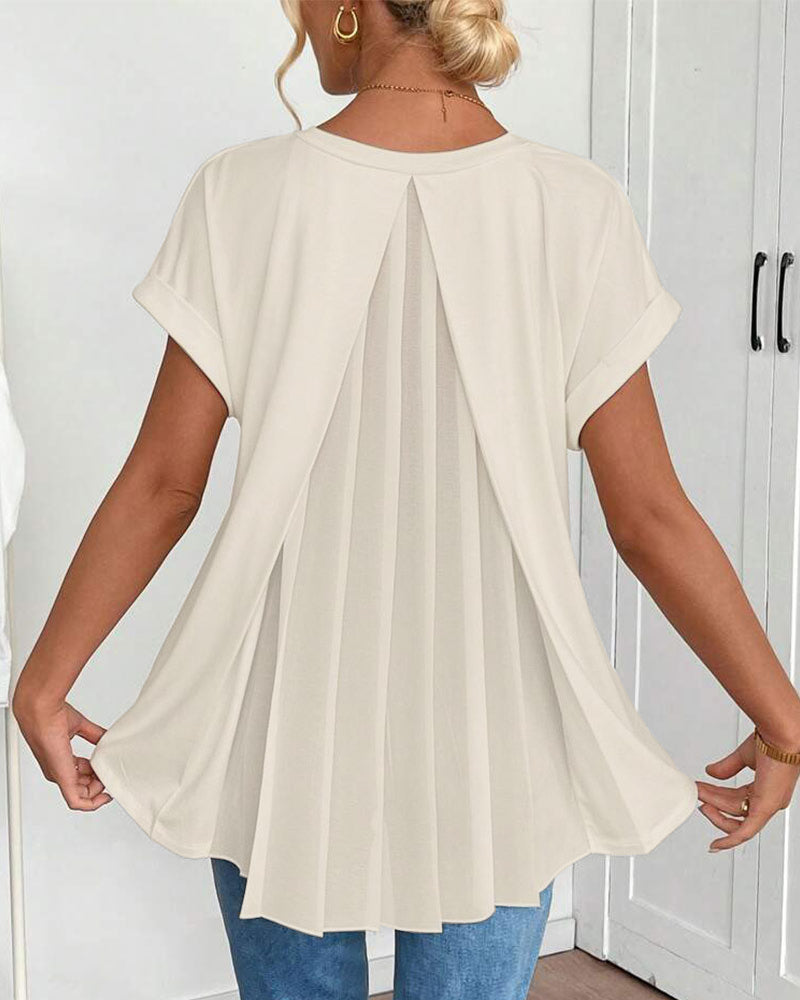 Liyanna - V Neck Pleated Back Tunic Top