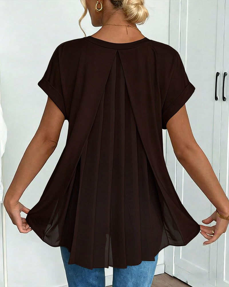 Liyanna - V Neck Pleated Back Tunic Top