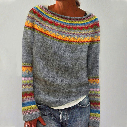 Svenja | Sweater With Patterned Yoke and Long Sleeves