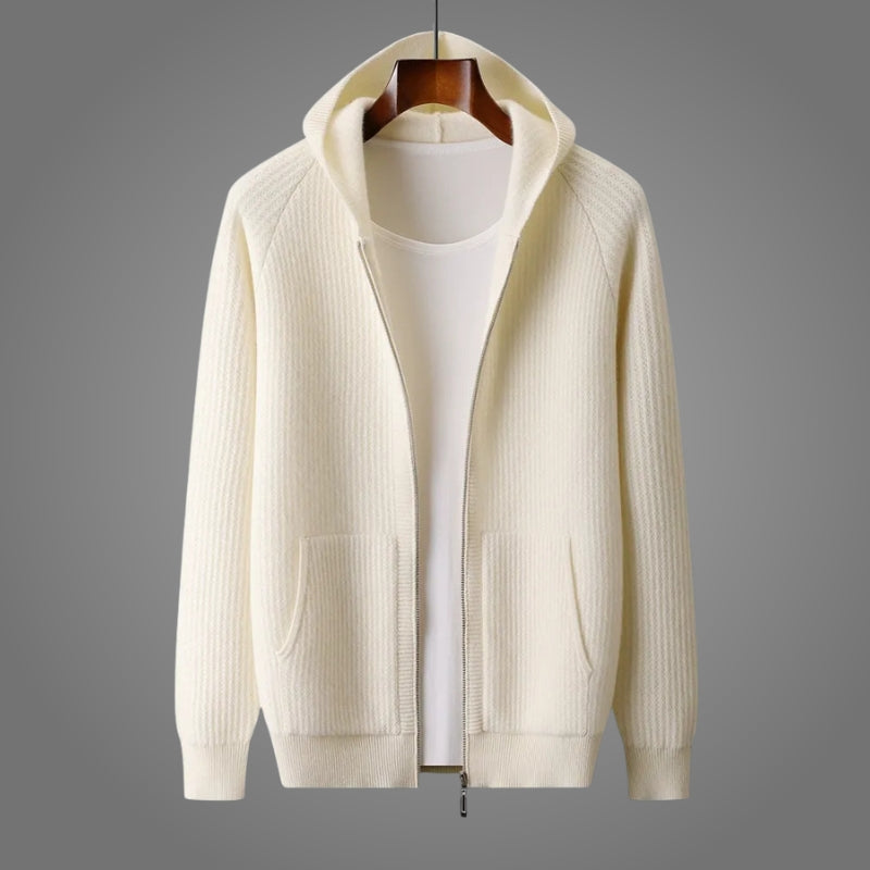 Romain | Hoodie With Full Zip Knitted Texture