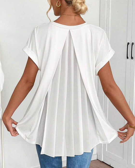 Liyanna - V Neck Pleated Back Tunic Top